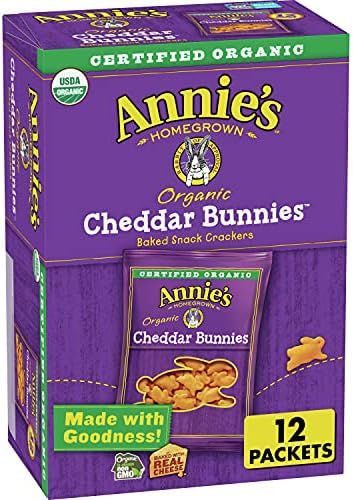 Annie's Organic Cheddar Bunnies Baked Graham Snacks, 12 oz, 12 ct | Amazon (US)