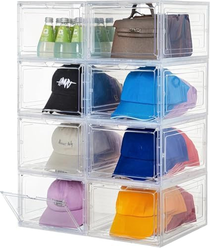 Attelite Upgrade Harder Solid Plastic Hat Organizer for Baseball Caps, 8 Pack Stackable Hat Stora... | Amazon (US)