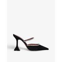 Gilda crystal-embellished satin heeled mules | Selfridges