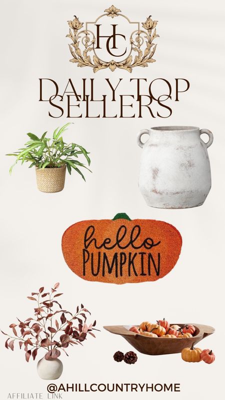 Daily top sellers!

Follow me @ahillcountryhome
for daily shopping trips and styling tips!

Seasonal, Home, Summer, Decor, Pumpkins, Fall

#LTKhome #LTKU #LTKSeasonal