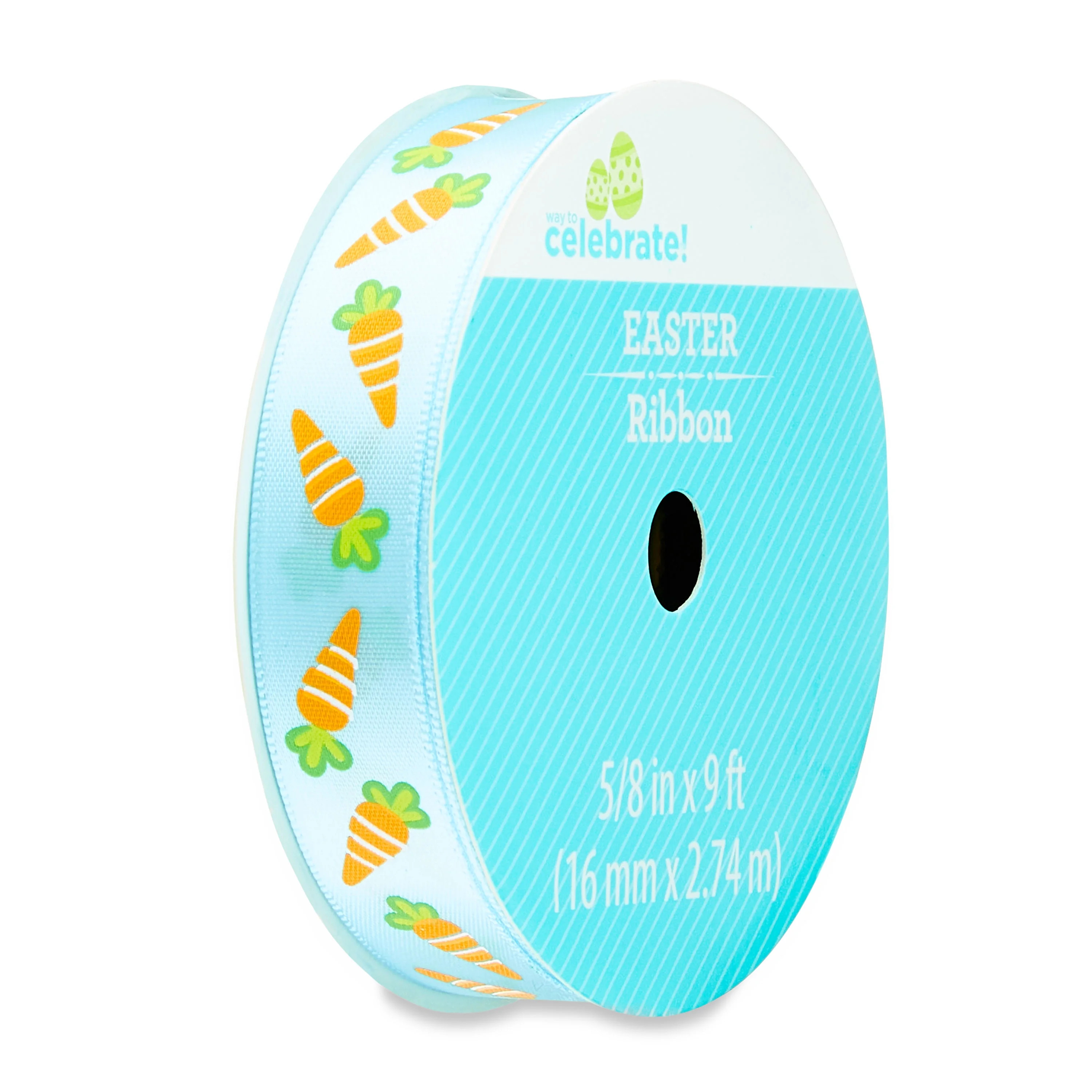 Easter Orange & White Polyester Decorative Carrot Ribbon, 5/8" x 9', by Way To Celebrate | Walmart (US)