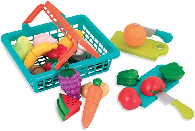 Battat – Farmers Market Basket – Toy Kitchen Accessories – Pretend Cutting Play Food Set fo... | Amazon (US)