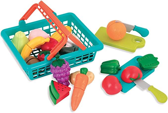 Battat – Farmers Market Basket – Toy Kitchen Accessories – Pretend Cutting Play Food Set fo... | Amazon (US)