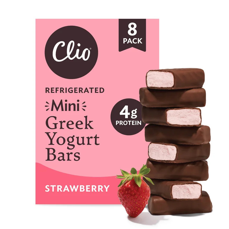 Clio Strawberry Greek Yogurt Mini Bar in Chocolatey Coating, 0.78 oz, 8 Ct | Walmart (US)