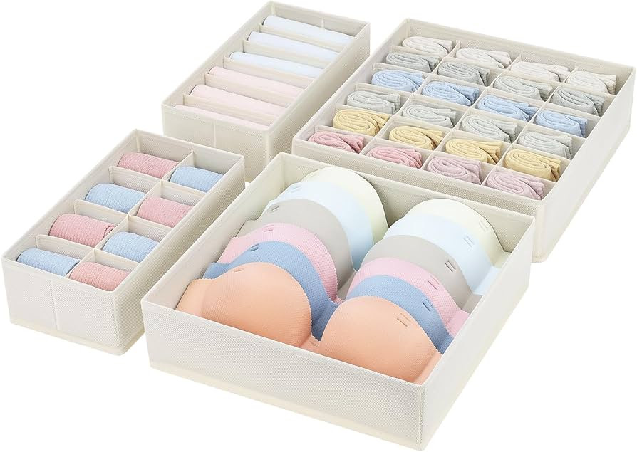 Drawer Organizer Clothes - Foldable Underwear Organizer and Sock Organizer, Bra organizer Fabric ... | Amazon (US)