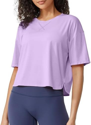 G4Free Lightbreeze UPF 50+ Workout Tops for Women - Boxy Crop T-Shirts Short Sleeve Basic Tees Lo... | Amazon (US)