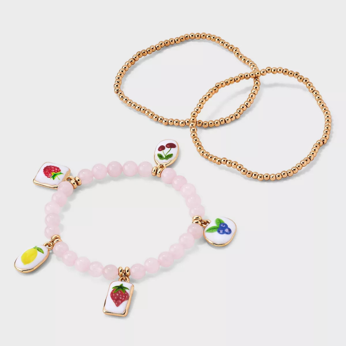 Fruit Charm Bracelet 3pc - Universal Thread™ Gold/Pink | Target