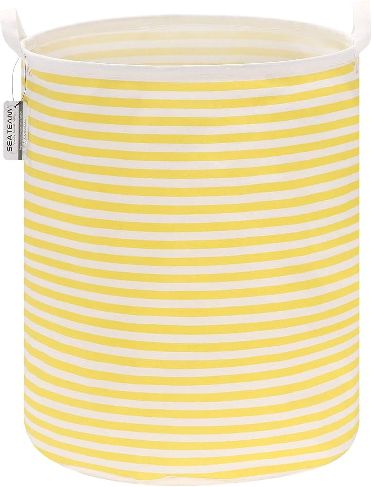 Sea Team 19.7 Inches Large Sized Waterproof Coating Ramie Cotton Fabric Folding Laundry Hamper Bu... | Amazon (US)