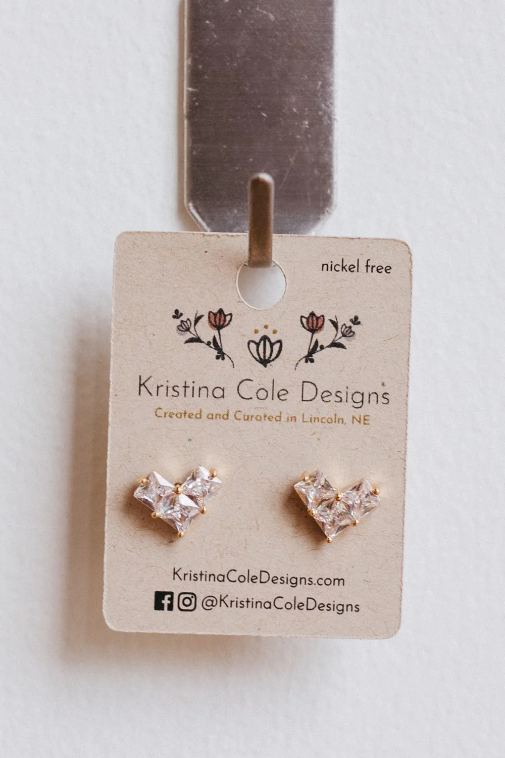 Gold/Diamond Heart Studs | Kristina Cole Designs