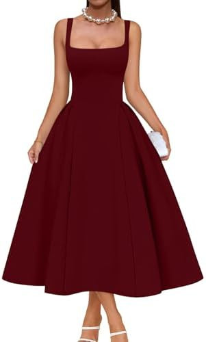 Memoriesea Women's Swing A Line Wedding Guest Party Midi Dress | Amazon (US)