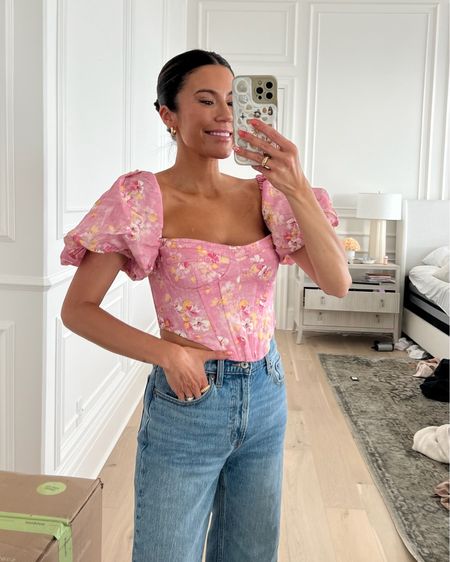 This pink floral corset top is the perfect top to dress up your jeans 🌸 wore it to my nieces bridal shower ✨ would be so pretty for any summer event or date night! 

Spring outfit, bridal shower outfit, Mother’s Day outfit, floral top, pink floral shirt, Abercrombie jeans, summer outfit, date night outfit, girls night outfit, revolve, Christine Andrew 

#LTKStyleTip #LTKSeasonal #LTKFindsUnder100