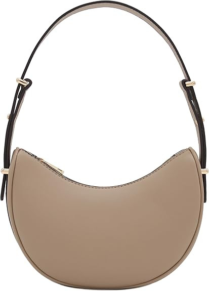 Small Crescent Smooth Faux Leather Underarm Shoulder Bag | Amazon (US)