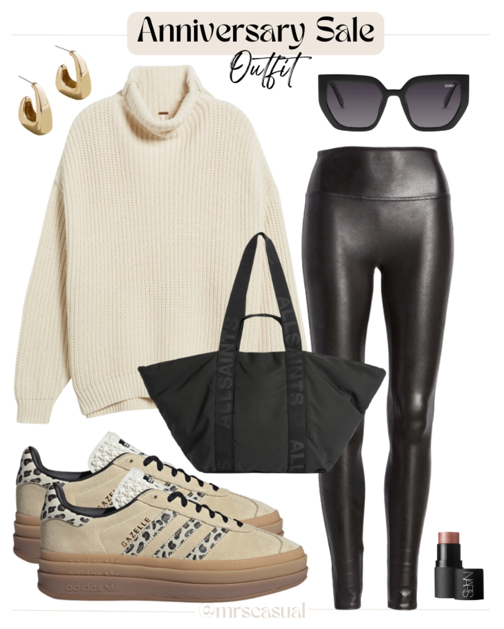 Free people sweater and Spanx fall outfit idea.  New leopard adidas I’m obsessed 🤩 

#LTKxNSale #LTKShoeCrush #LTKSaleAlert