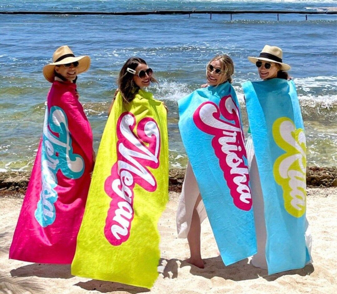 RETRO Style Personalized Beach Towel Personalized Name Bath - Etsy | Etsy (US)