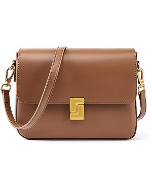 Leather Shoulder Bags for Women, Designer Crossbody Purses Minimalism Handbags with Adjustable St... | Amazon (US)