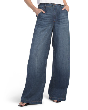 Dark Wash Inseam Wide Leg Trousers | TJ Maxx