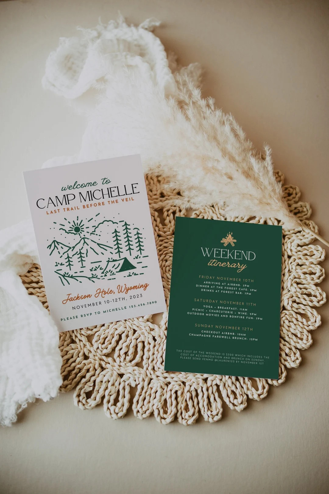 Camp Bachelorette Party Invitation Template, Last Trail Before the Veil Bachelorette Party Itiner... | Etsy (US)