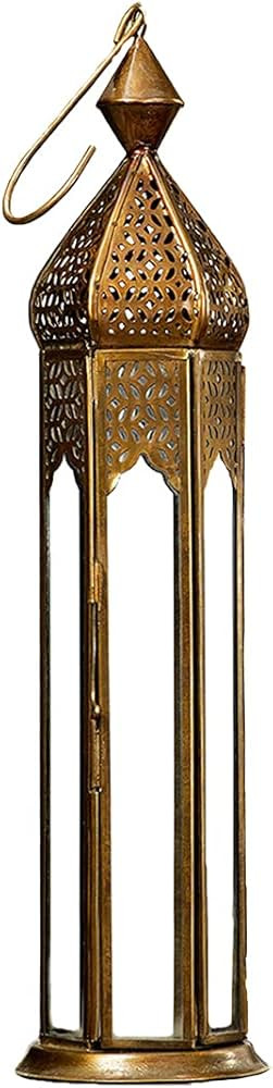 Serene Spaces Living Antique Golden Bronze Metal Lantern, Clear Glass Paneled Tealight Holder, Vi... | Amazon (US)