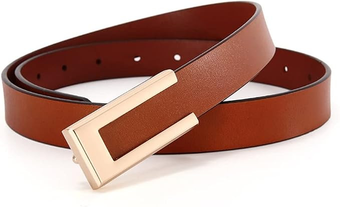 Belts for Women Jeans Dress Waist Belt for Ladies Black Faux Leather Belt with Gold Buckle (Color... | Amazon (US)
