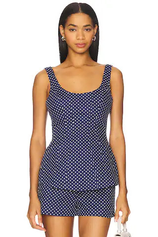 Amanda Uprichard x REVOLVE Empire Top in Navy Polkadot from Revolve.com | Revolve Clothing (Global)