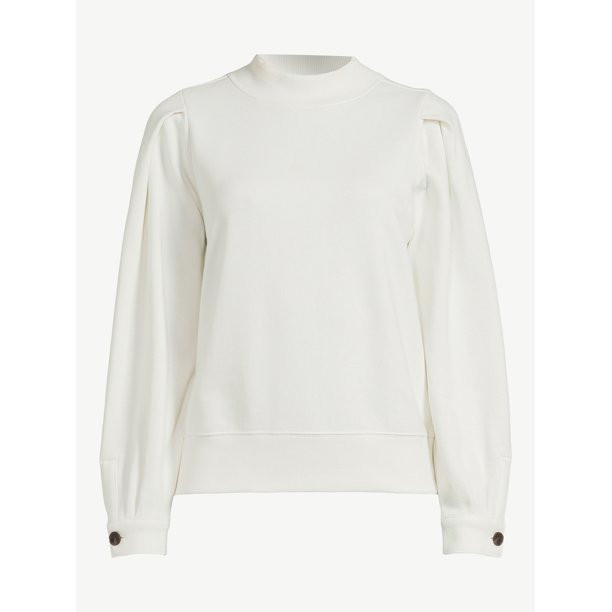 Free Assembly Women's Pleated Shoulder Mock Neck Top - Walmart.com | Walmart (US)