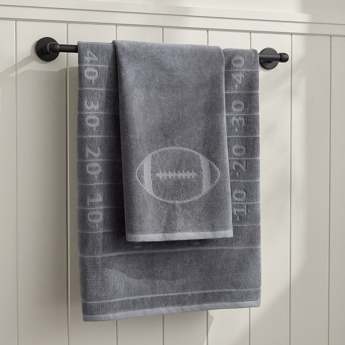 Football Bath Towel, Bath, Charcoal | Pottery Barn Teen