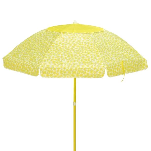 7 ft. Deluxe Beach Umbrella, Yellow Flowers | Walmart (US)