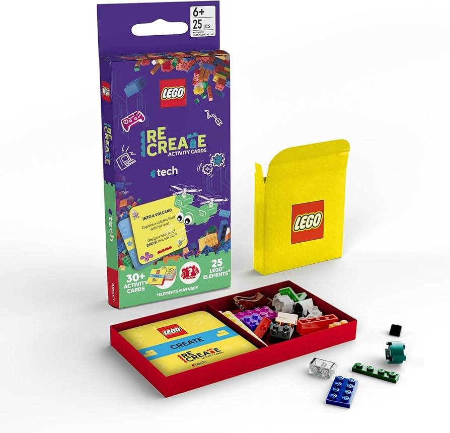 Lego Recreate Activity Cards – Tech | Build & Play Game with 30+ Activity Cards & 25 Lego Eleme... | Amazon (US)