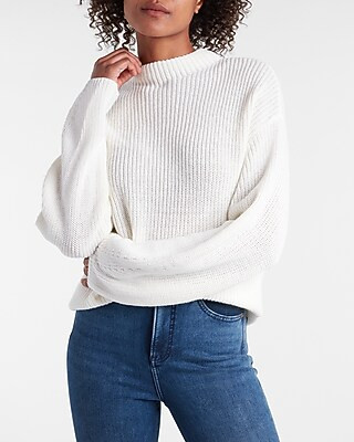 Abbreviated Mock Neck Ribbed Sweater | Express