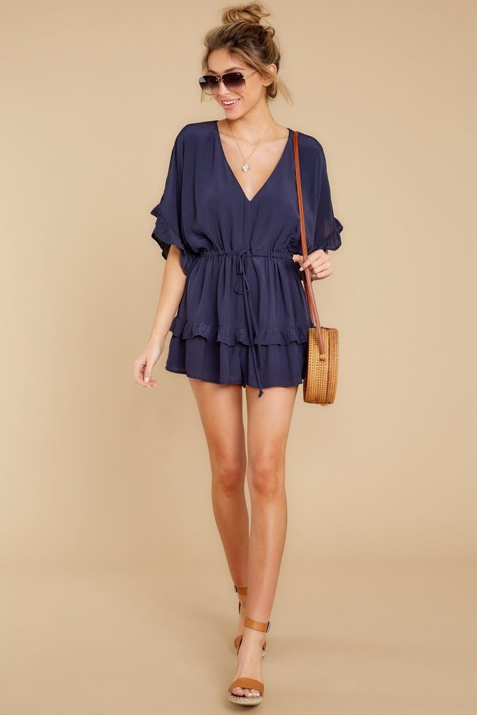 Effortless Appeal Navy Blue Romper | Red Dress 