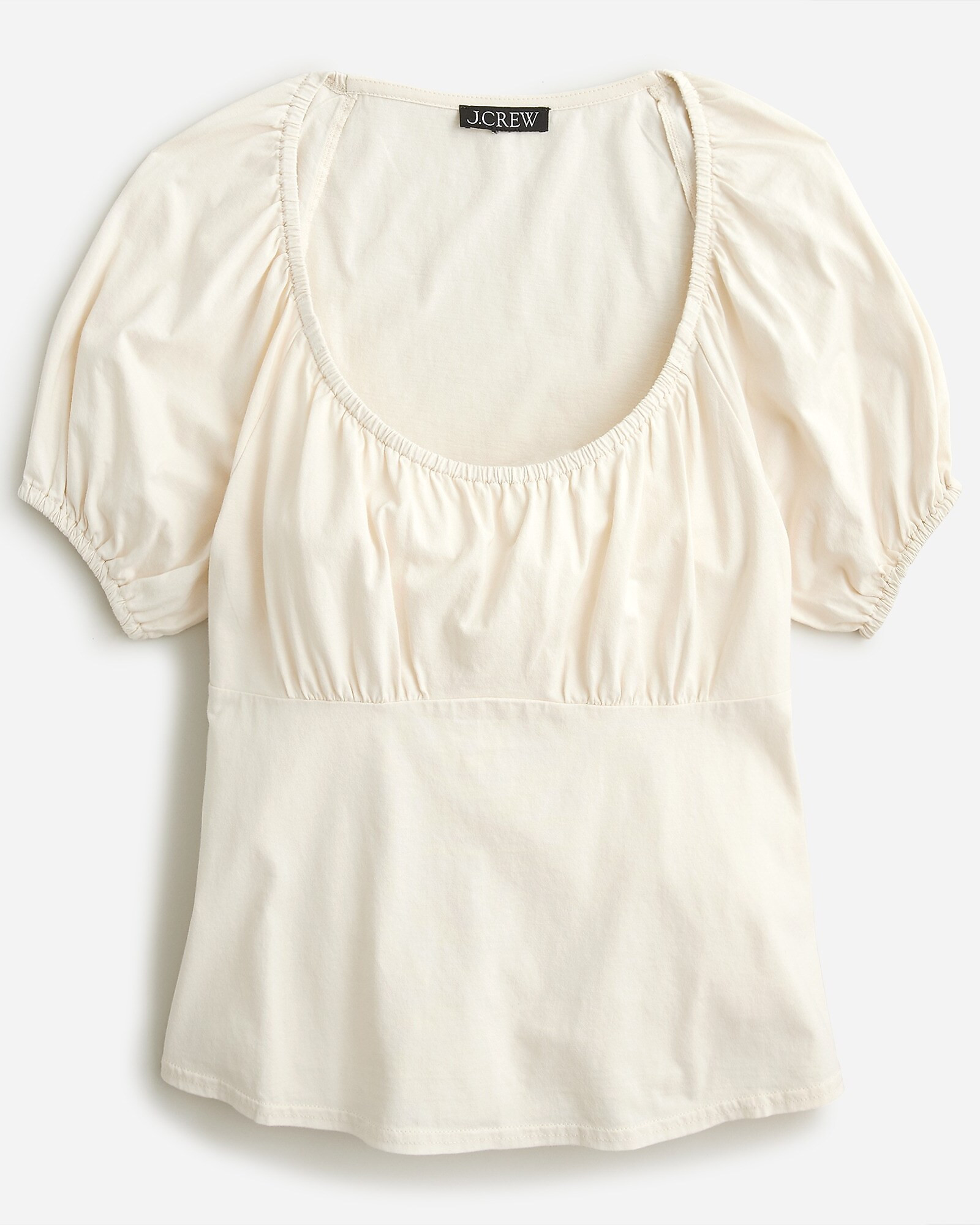 Broken-in jersey puff-sleeve scoopneck top | J. Crew US