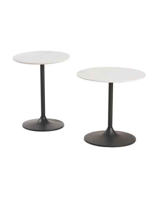 Set Of 2 Marble Top Cast Iron Base Tables | TJ Maxx