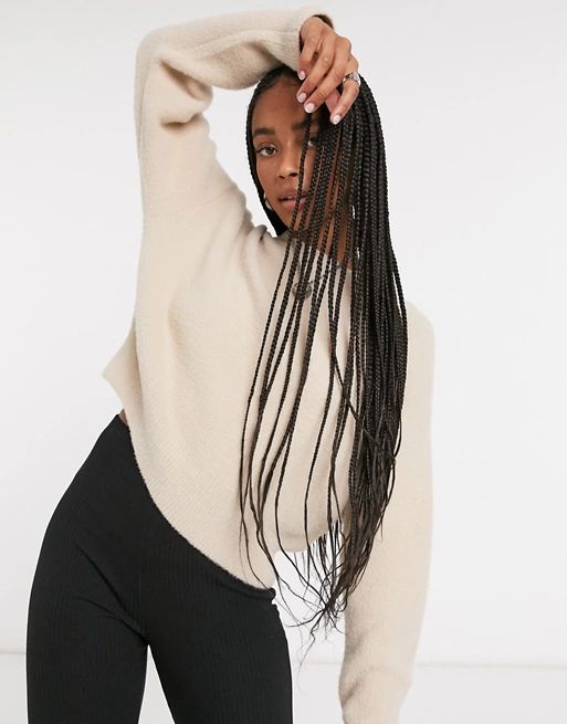Bershka soft touch crew neck sweater in camel | ASOS (Global)