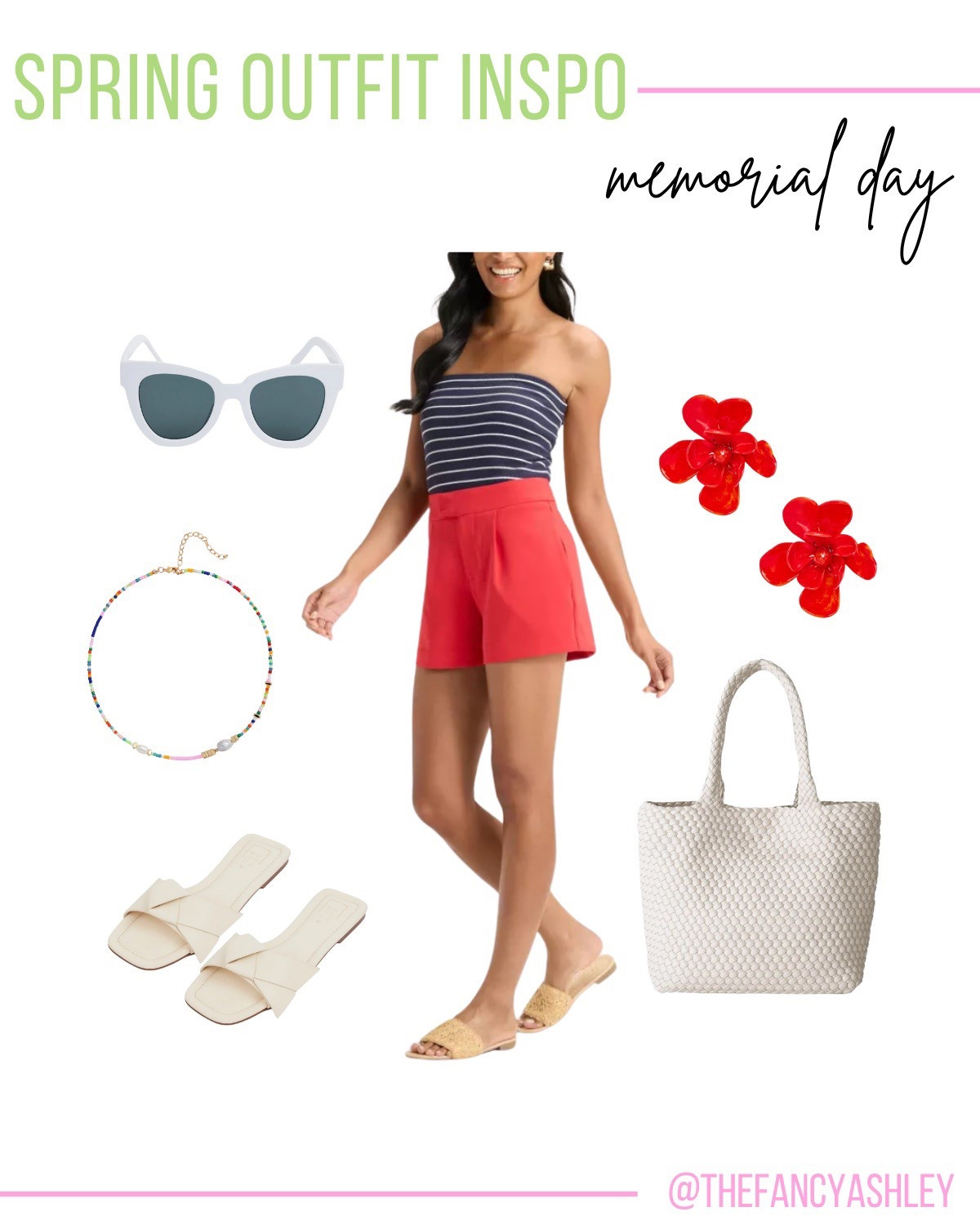 Target Memorial Day look coming in hot—I'm obsessed with this tube top paired perfectly with these fab red shorts. Added white flats, fun earrings, Amazon bag, beaded necklace, and white sunnies to top it off—run don't walk, the whole outfit is under 30 bucks!

#LTKFindsUnder50 #LTKSeasonal #LTKParties
