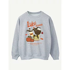 NW2 Gilmore Girls Women Luke's Diner Autumn Women's Grey Printed Sweatshirt | George