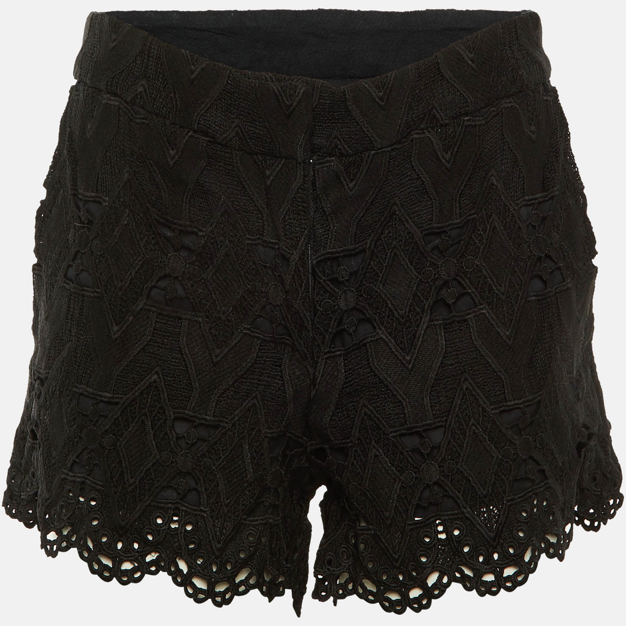 Maje Black Lace Ikita Scalloped Shorts | Shop Simon