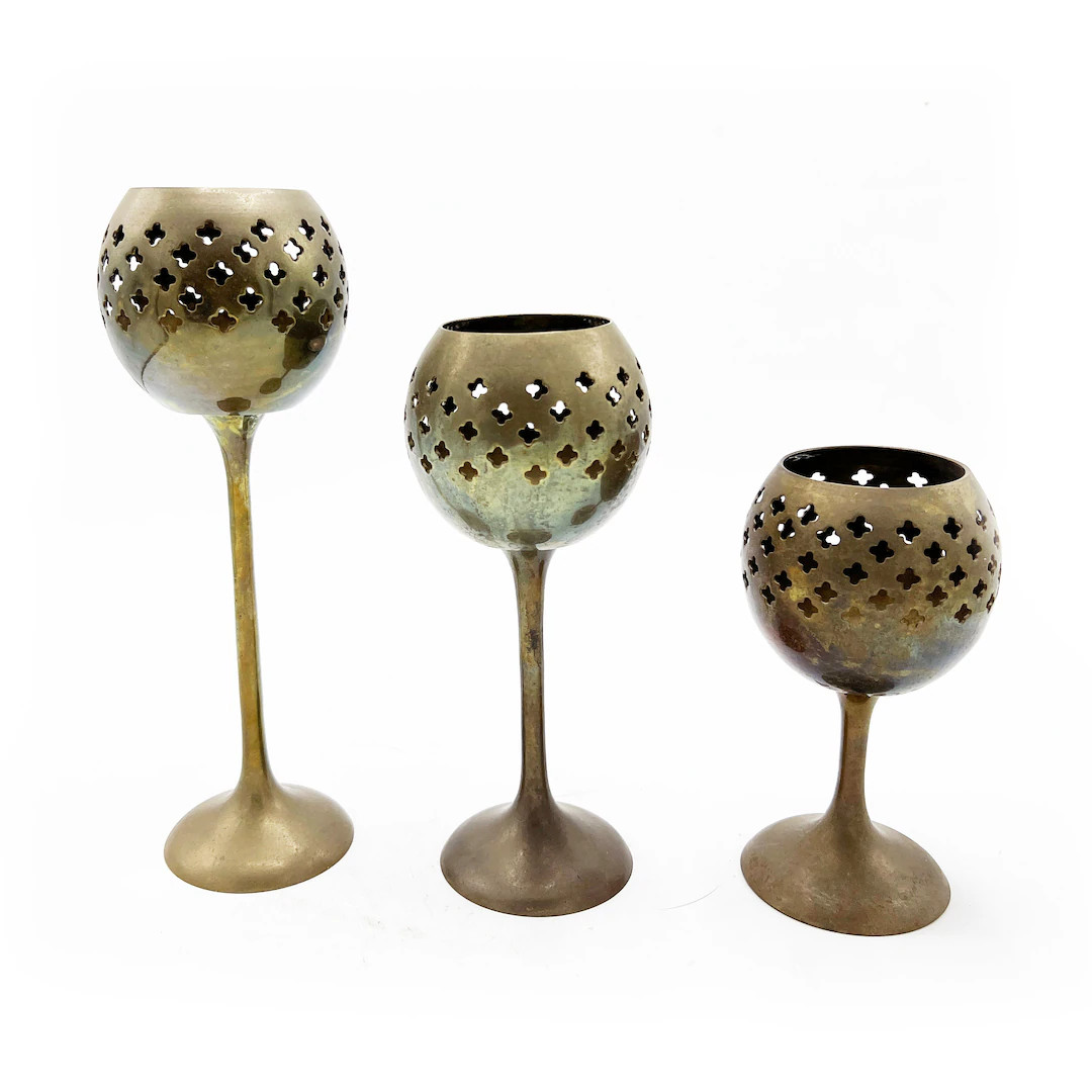 Vintage Mid Century Solid Brass Tea Light / Votive Candle Holders, Graduated Sizing - 3 Pieces - ... | Etsy (US)