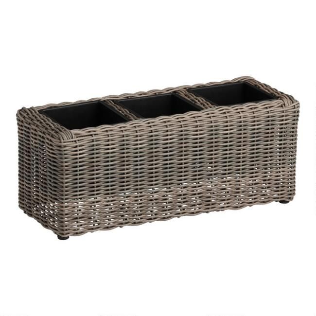 Long Divided All Weather Wicker Outdoor Planter | World Market