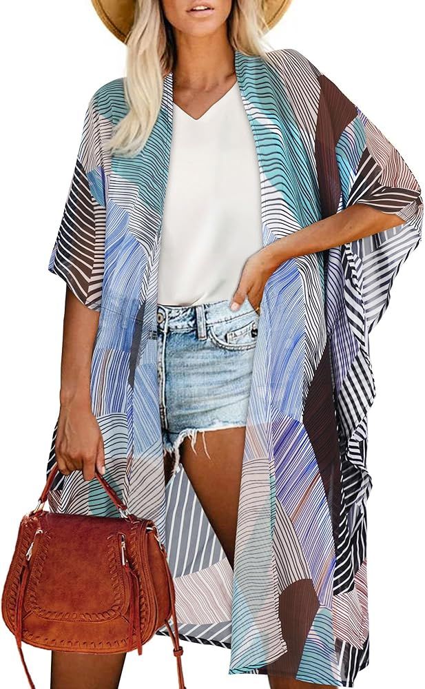 ADOREJOY Womens Kimono Cardigan Summer Beach Swimsuit Cover Up Open Front Casual Tops | Amazon (CA)