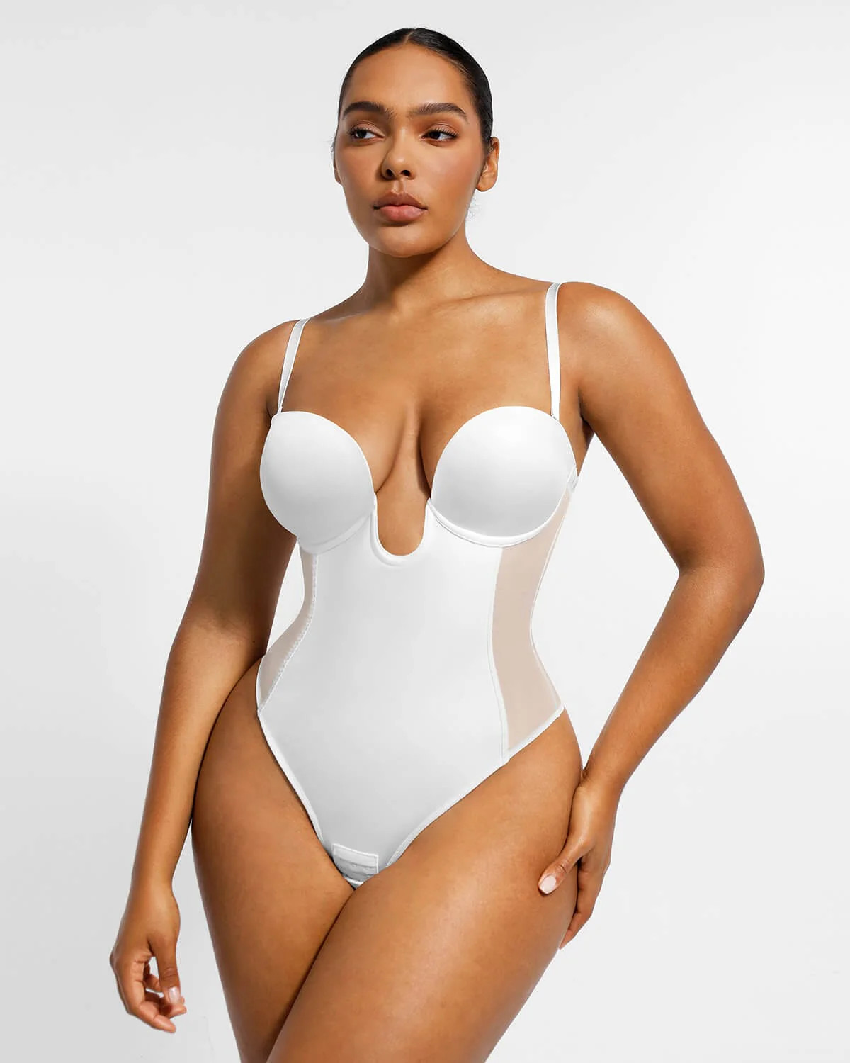 AirSlim® Deep Plunge Low-Back Thong Bodysuit | Shapellx