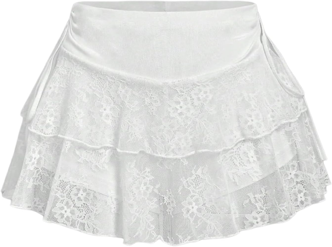 Verdusa Women's Floral Lace Tiered Layered Ruffle Skirt Bow Tie Flowy Mini Skirts | Amazon (US)