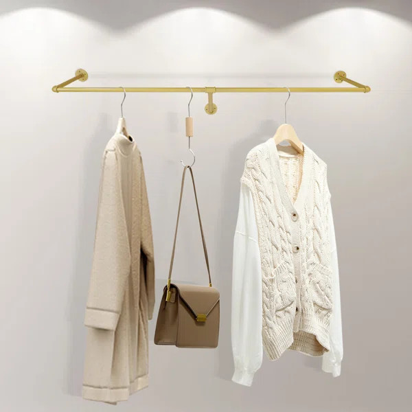 Hanzhe 71'' Metal Wall Mounted Clothes Rack | Wayfair North America