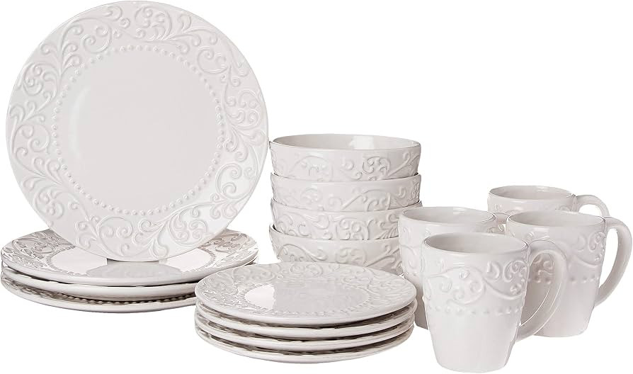 American Atelier Bianca White 16-Piece Dinnerware Set - | Amazon (US)