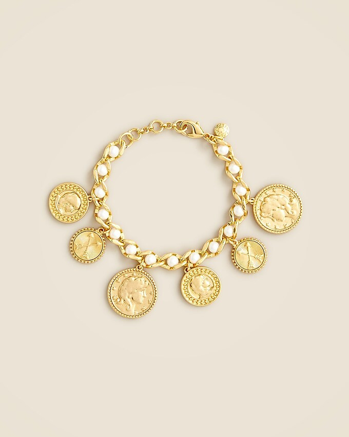 Coin and pearl chain bracelet | J. Crew US