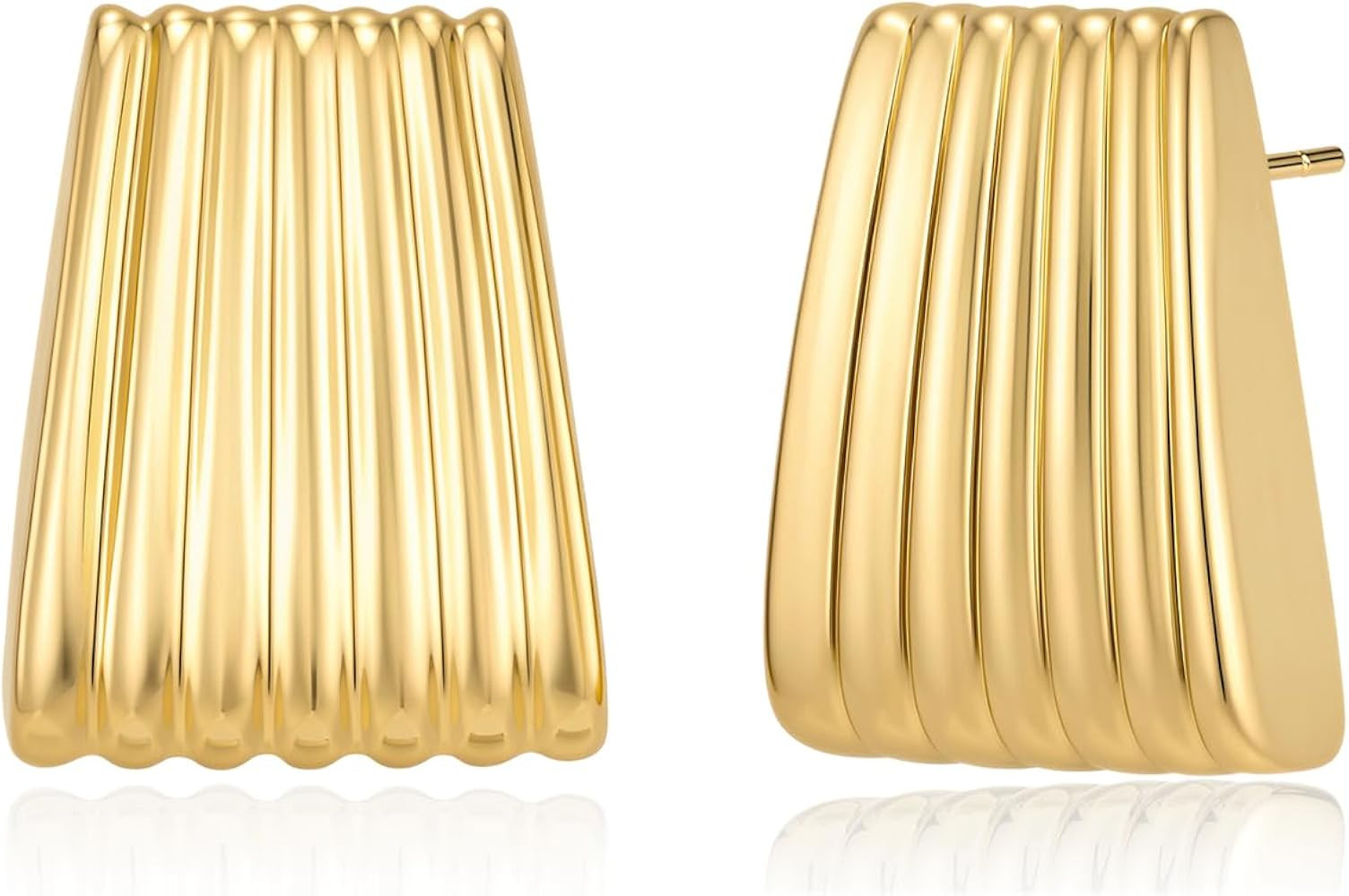 Gold Stainless Steel Earrings for Women Trendy Large Gold Stud Hypoallergenic | Amazon (US)