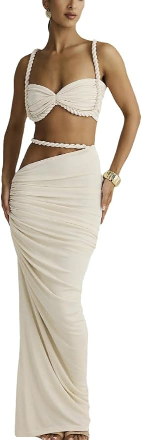Amazon.com: Wuitrie Sexy Two Piece Skirt Set for Women Summer Sexy Camisole and Slim Hip Long Ski... | Amazon (US)