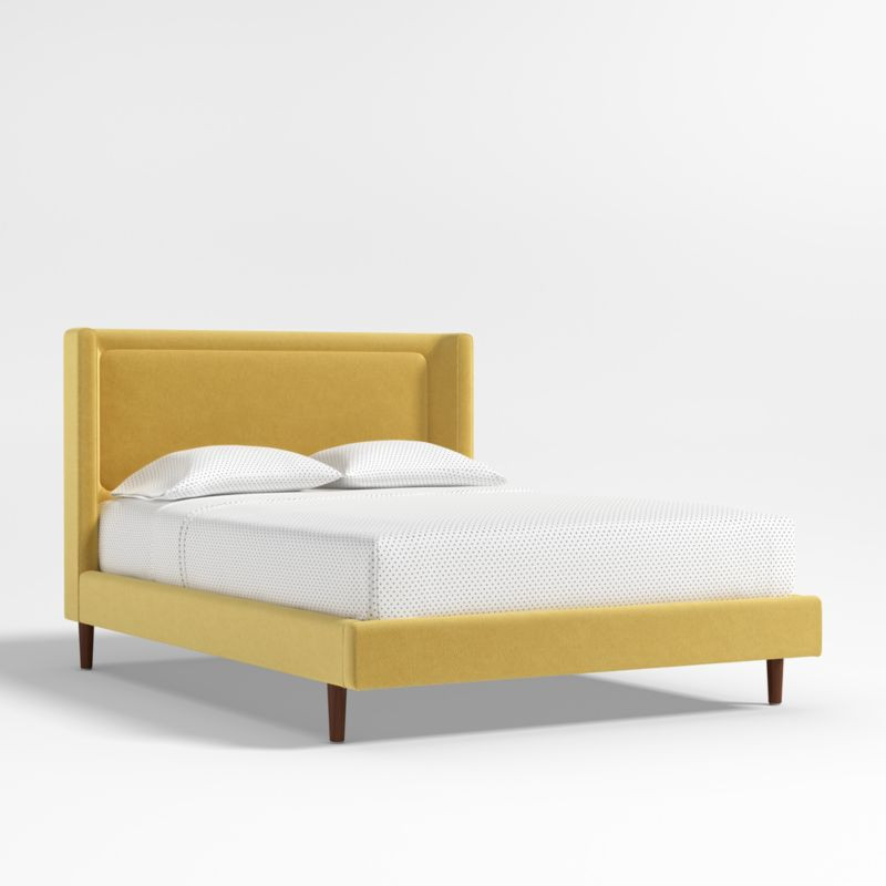 Weston Tuscan Yellow Boucle Upholstered Kids Full Bed + Reviews | Crate & Kids | Crate & Barrel