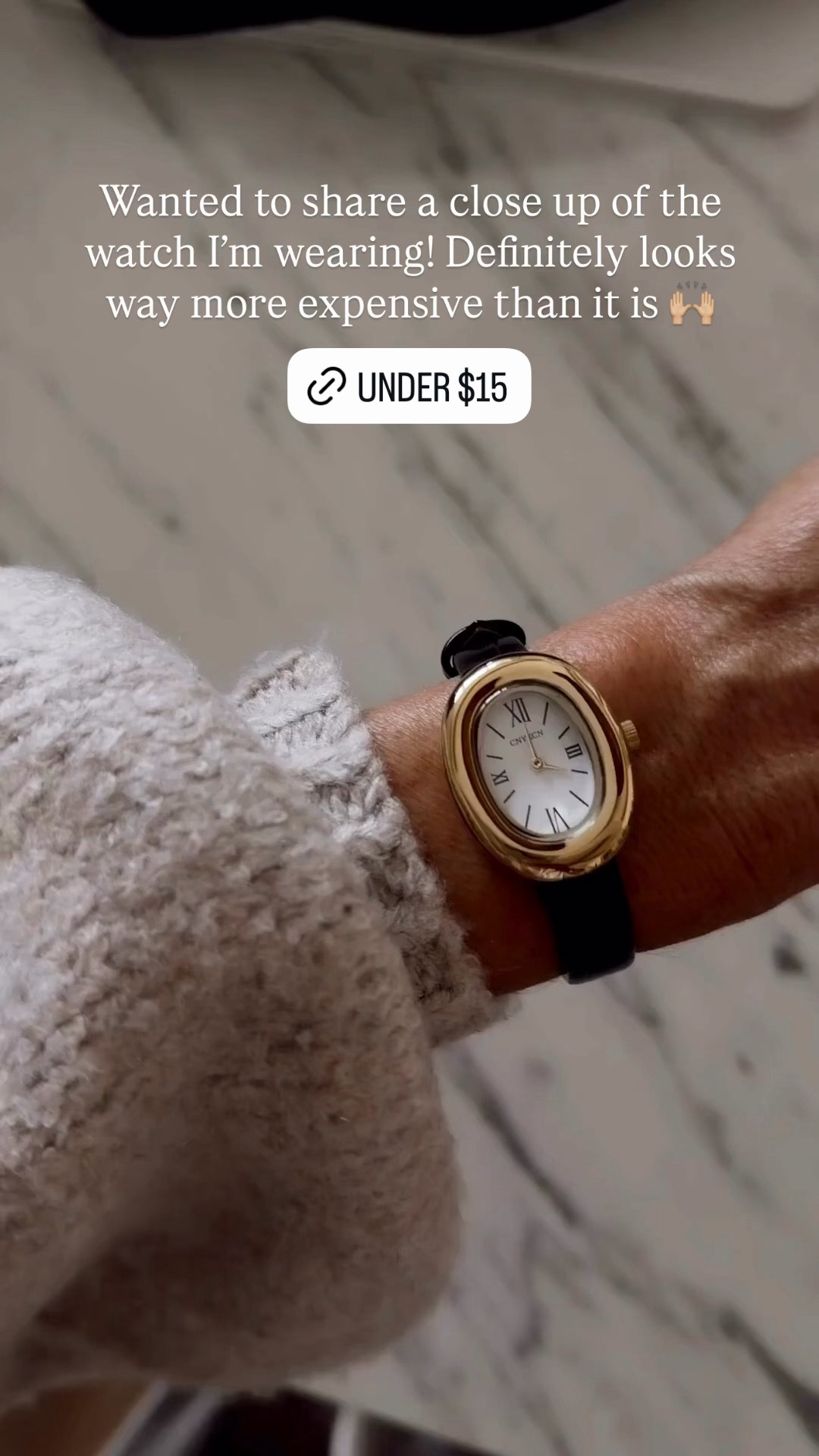 Wanted to share a close up of the watch I’m wearing! Definitely looks way more expensive than it is🙌🏼

#LTKootd #LTKgrwm #LTKSeasonal