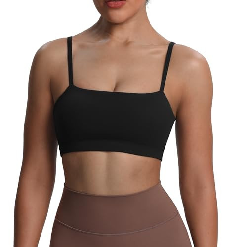 Aoxjox Women's Workout Bandeau Bras Training Fitness Running Yoga Crop Tank (Black, X-Large) | Amazon (US)