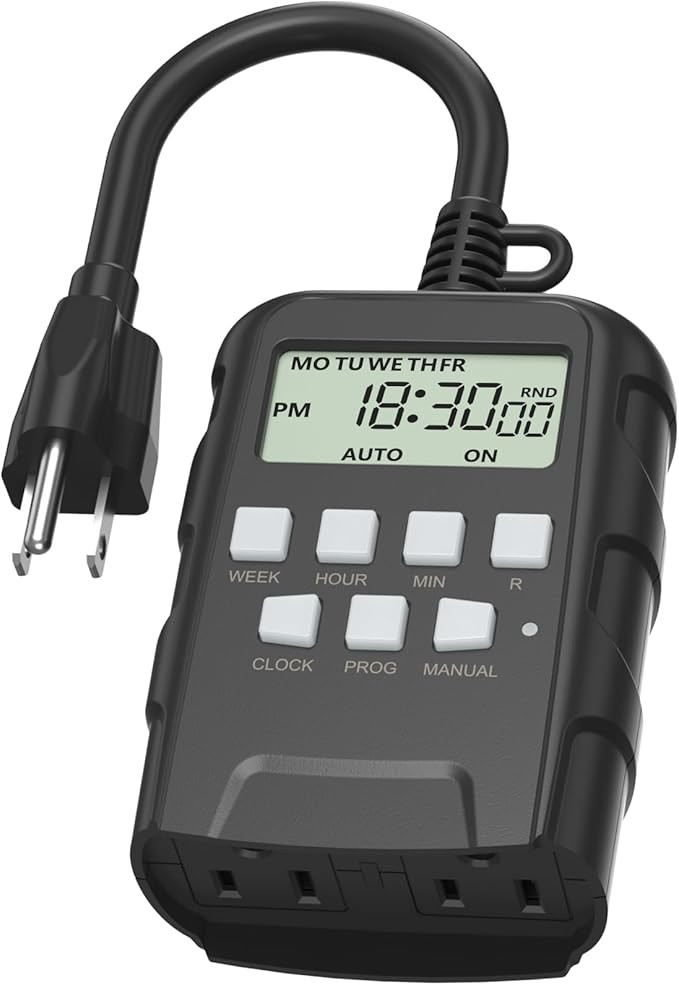 BN-LINK 7 Day Outdoor Heavy Duty Digital Programmable Timer, 125VAC, 60Hz, Dual Outlet, Weatherpr... | Amazon (US)